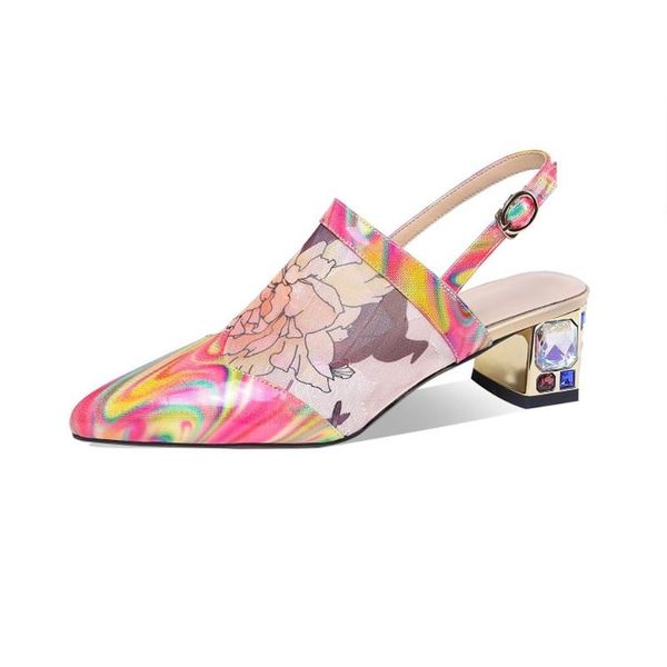 

sandals women's mesh flower floral printed rhinestones diamond clear heel shoes bling shiny real leather crystal slingback plus, Black