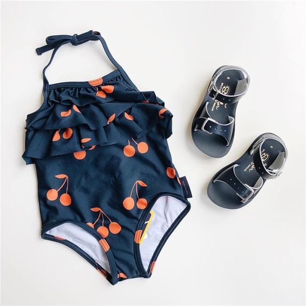 Sommer Schwimmen Kleidung Baby Mädchen Kirsche Drucken Schwimmen Tragen Kinder Hawaii Kleidung Mädchen Badeanzüge Sling Bademode Marke 210619