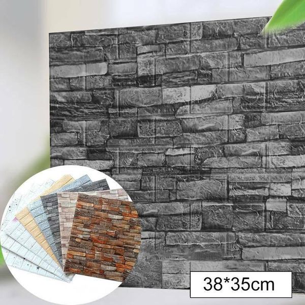 

wall stickers 3d tile brick sticker waterproof foam panel wallpaper 10pcs 35*38cm decals pattern for living room bedroom