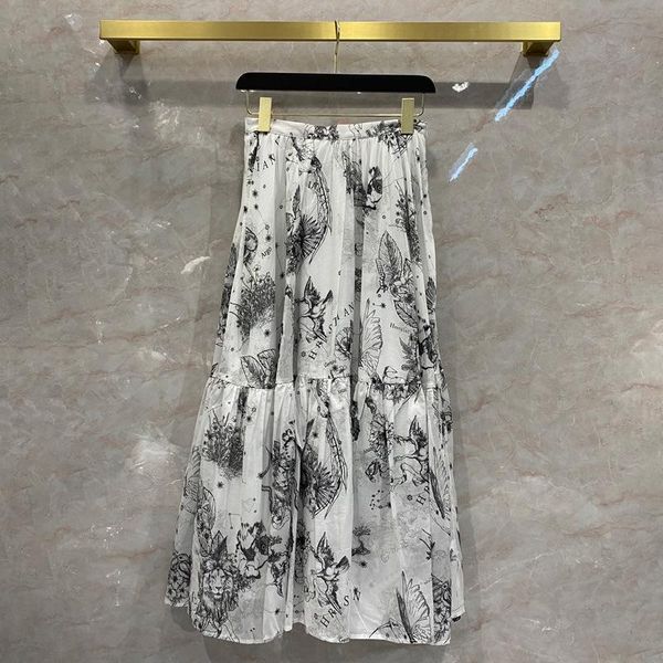 

skirts 2021 spring runways women's 100% cotton print a662, Black