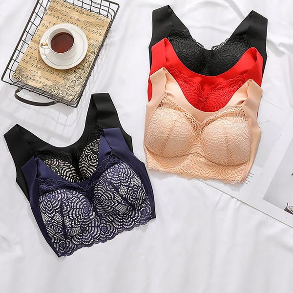 

woman crop sports bra no steel ring bras fitness vest seamless hollowing out lace underwear sportswear comfy gym bra, White;black