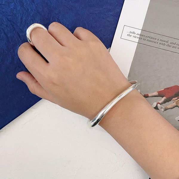 

bangle female minimalist 925 sterling silver bracelets woman trendy elegant vintage couples bangles party jewelry women bracelet, Black
