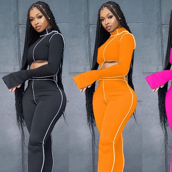 

fitness sporty workout two piece set women patchwork long sleeve outfits activewear asymmetrical pants suit 2021, Gray