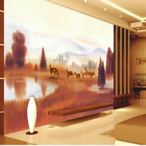 

wallpapers custom 3d po prairie deer pond wall painting for living room bedroom tv backdrop walls home decor paper