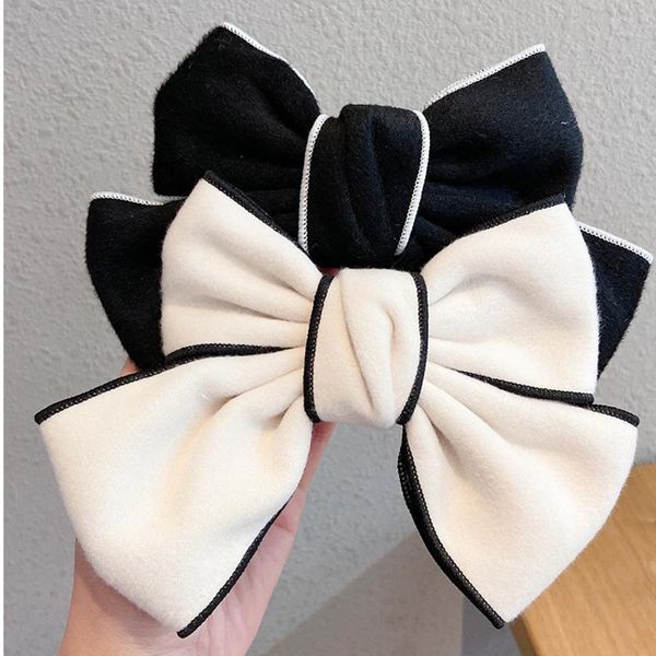 

hair accessories black bow hairpin, back head clip headdress with net on red autumn and winter ornament, plush hairpin, Slivery;white