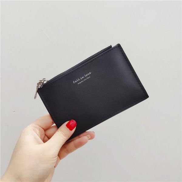 

card holders simple wallet women's short korean version ultra thin bag integrated key zipper multi student zero, Brown;gray