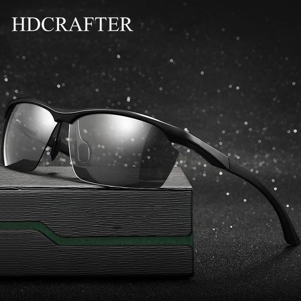 

sunglasses hdcrafter brand design rimless pochromic men polarized aluminum magnesium driving eyewear uv400 oculos, White;black