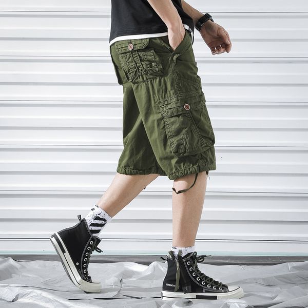 

2021 new casual summer cotton solid fashion multi-pockets men beach shorts plus size ng6g, White;black
