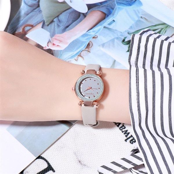 

wristwatches synoke elegant ladies quartz watch starry sky dial leather band dress female casual women feminino relogio, Slivery;brown