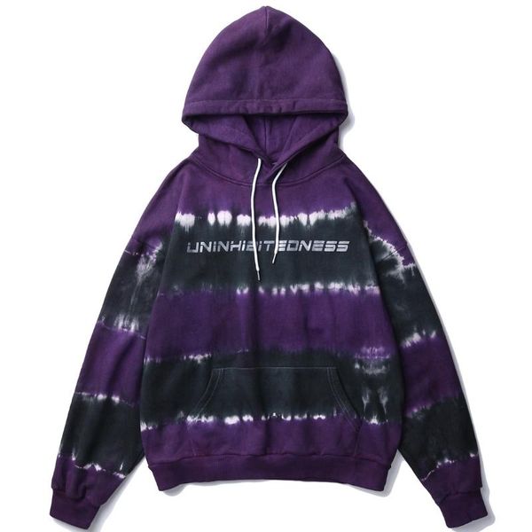 

men's hoodies & sweatshirts mens hip hop hoodie sweatshirt streetwear illusion tie dye pullover 2021 autumn harajuku sweat shirt cotton, Black