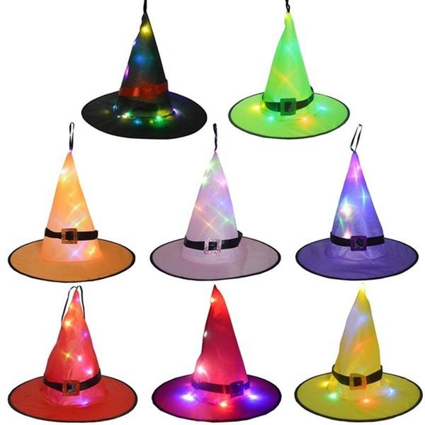 

party hats 8pcs led garden home the tree hanging ornament glowing hat wizard witch cap lights halloween festival lantern