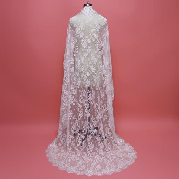 

bridal veils beautiful flower lace wedding veil with comb white ivory mantilla chapel velos de novia 2021, Black