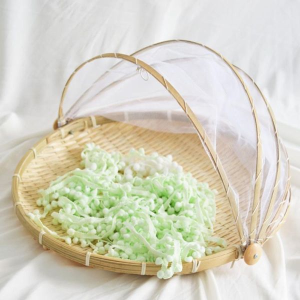 

storage baskets kitchen basket hand-woven fruit vegetable bread cover container for outdoor picnic dust-proof mesh net