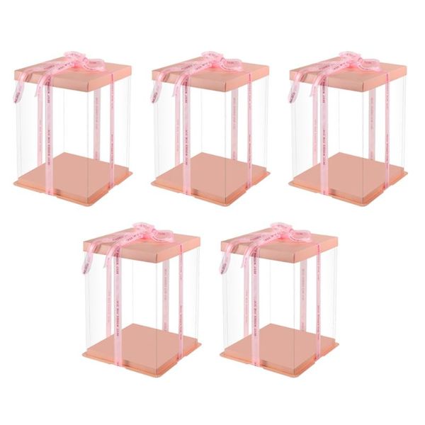 

gift wrap 5pcs transparent cake box packing double layer container