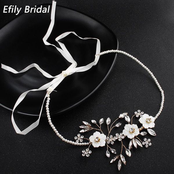 

hair clips & barrettes efily pearl rhinetone flower headband for women bridal wedding accessories party jewelry bride headpiece bridesmaid g, Golden;silver