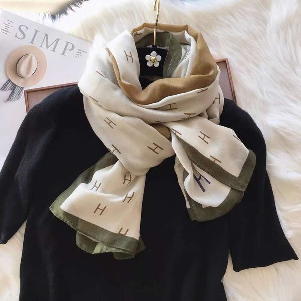 

designer letter color matching scarf conditioning room dual purpose spring autumn seaside desert tourism shawl beach towel summer, Blue;black