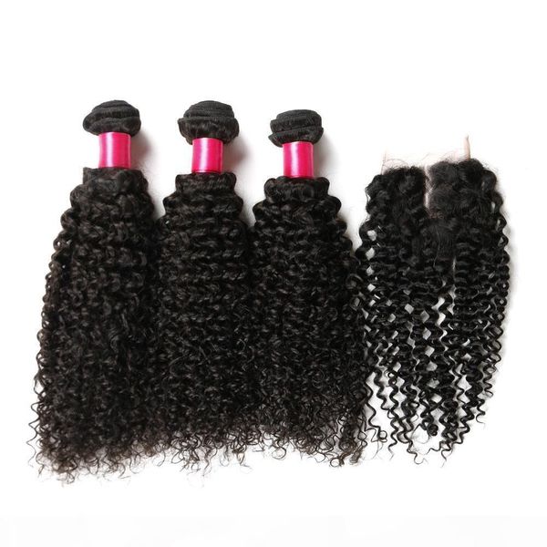 

8a mongolian kinky curly deep wave loose straight body wave virgin hair 3bundles with 1 lace closure 100% brazilian peruvian mongolian hair, Black