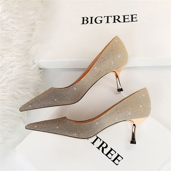 

women's flash cliff, 6cm high heels, flash, gold, bridal shoes, 2021, Black