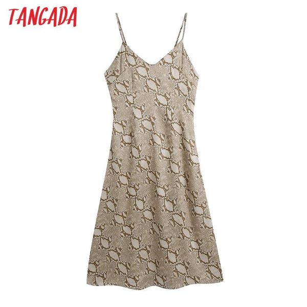 

casual dresses tangada 2021 summer women leopard print dress v neck strap adjust ladies knee vestidos be313, Black;gray
