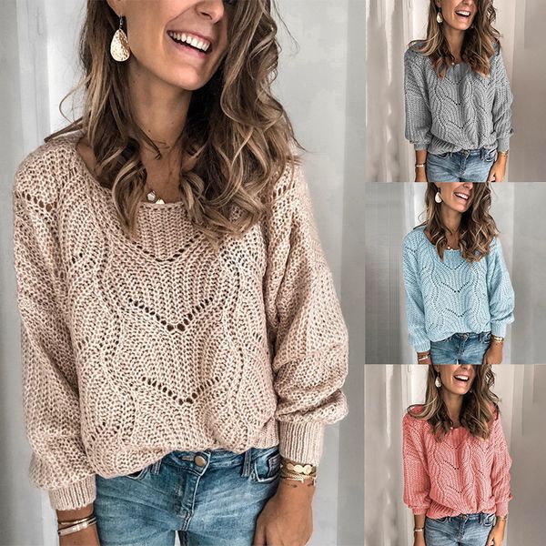 

2021 new casuais nova moda outono inverno solto oco para fora manga comprida blusas de malha pullovers baratos vestidos bgp0, White;black