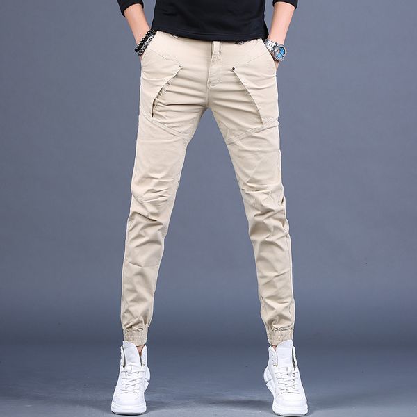 

2021 cargo mode winter casual male thin cotton fit khaki pants 2e3y, Black