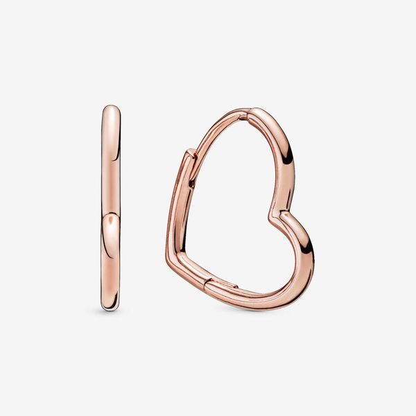 

authentic 925 sterling silver asymmetrical heart hoop earrings fashion jewelry accessories for women gift, Golden;silver