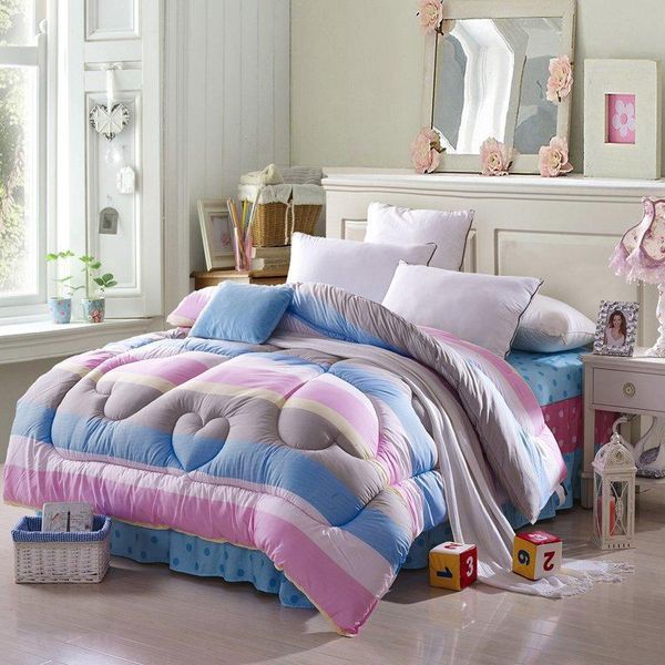 

comforters & sets 150*200cm striped winter comforter cartoon polyester padded child bed quilt warm soft duvet for adults