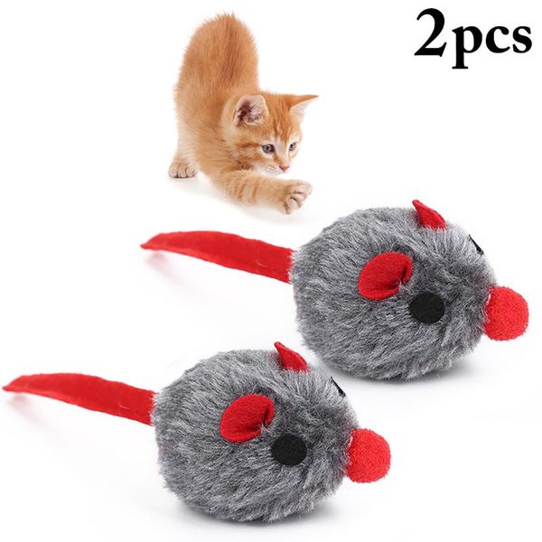 

cat toys 2pcs pet toy mice simulated plush chew sound training interactive mouse