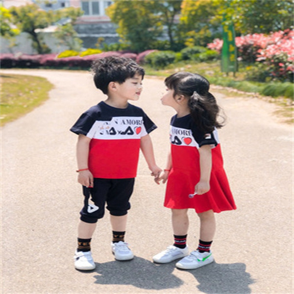 

ins2022 summer new product color matching cotton boys and girls fashion suits girls baby skirts cute kids, White