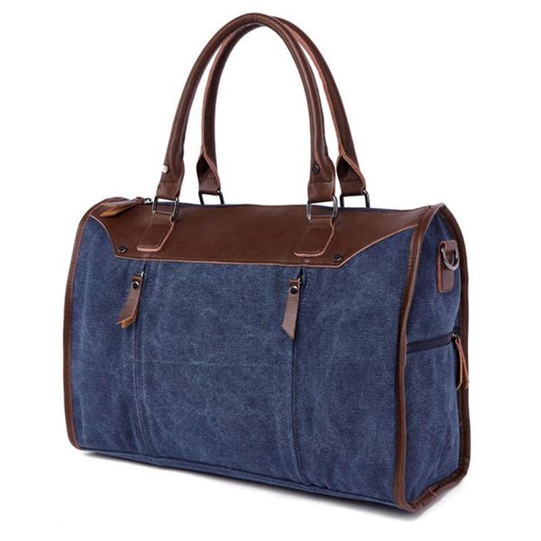 

duffel bags multifunctional men's handbag woman casual canvas + pu shoulder bag large capacity men splice luggage travel