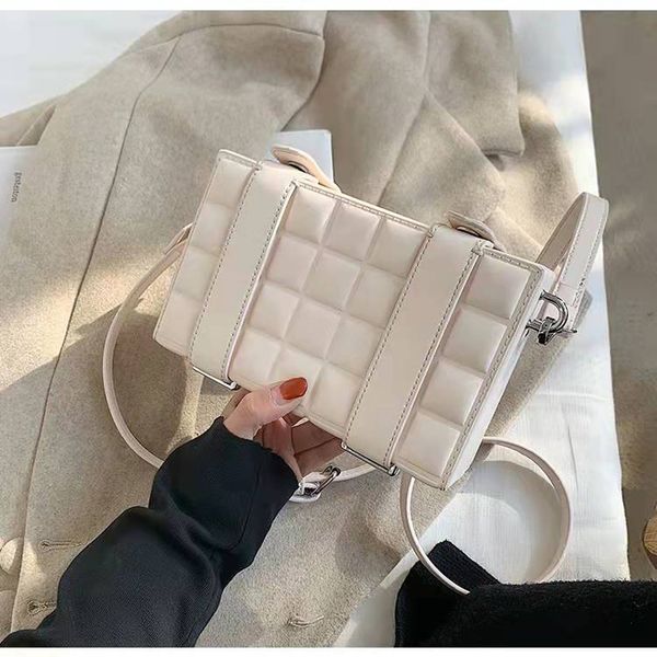 

hbp square lattice cross body luxury designer messenger bag adjustable shoulder strap leather handbag mini cash box multiple colour fashion