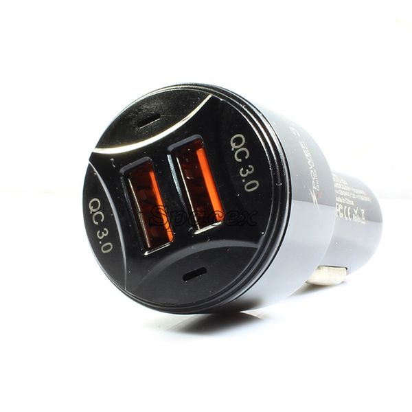 Shell de alumínio de alta qualidade Dual QC3.0 2 portas carregador de carro USB portátil rápido carregamento rápido para celular sem pacote