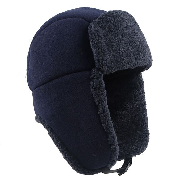 

russian hat men women warm winter bomber hats polar fleece wool fur earflap trapper snow soviet cap, Blue;gray