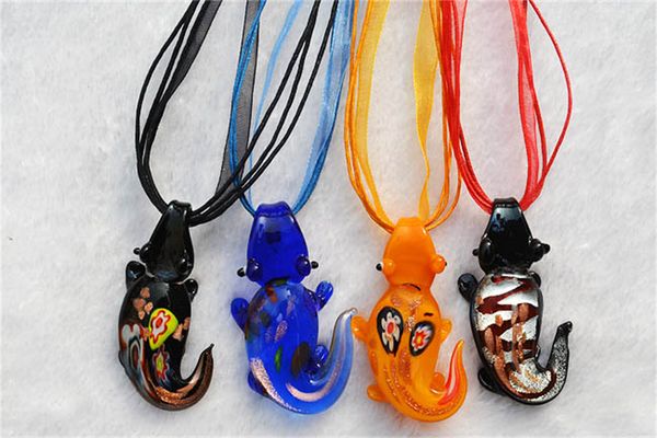 Mistura cor animal murano lampwork vidro pingente encantos jóias colar presente