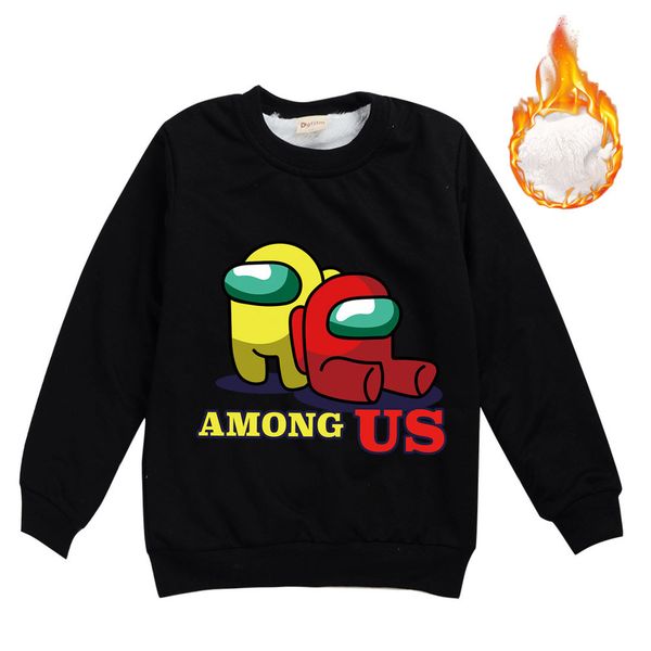 

2-16y cartoon new arrival among us clothes children winter thick warm outwear boys sweatshirt baby girls sweater kids wool coats, Black
