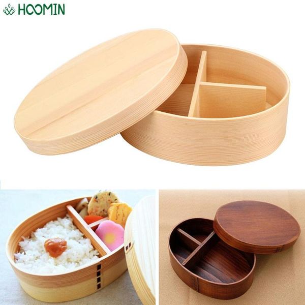 

dinnerware sets 3 grids portable outdoor picnic bento box japanese style wooden lunch container with removable separator kitchen tools