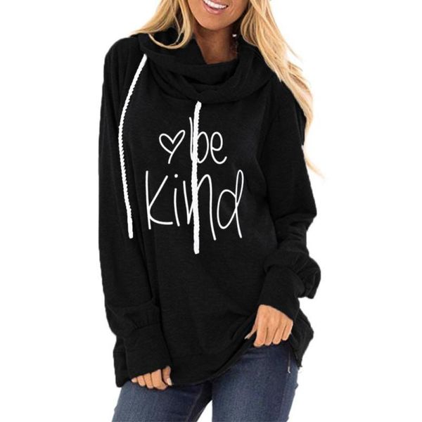 

women's hoodies & sweatshirts women autumn and winter drawstring hooded sweatshirt letter print loose round neck long sleeve, Black