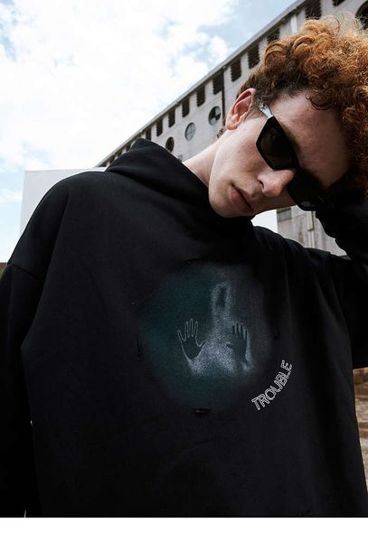 

hip hop hoodies sweatshirt streetwear print men harajuku hoodie pullover winter fleece cotton loose sweatshirts, Black