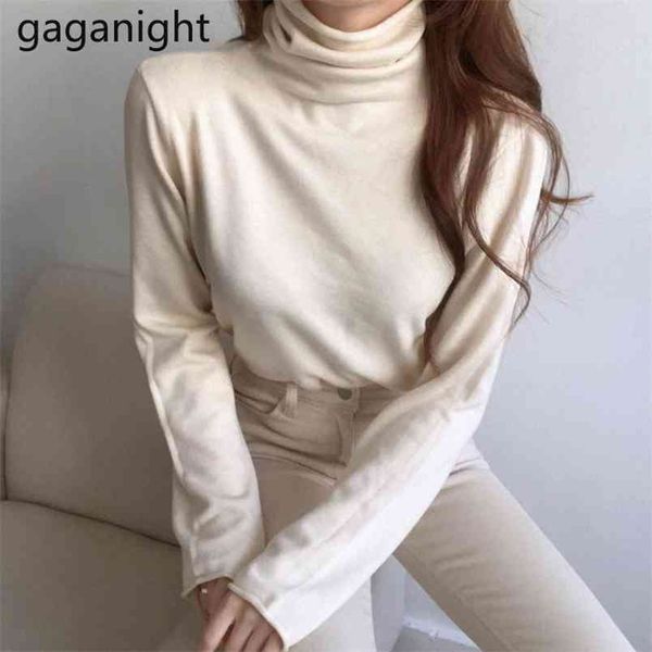 

chic solid women knitted sweater winter fashion turtleneck pullover korean warm lady slim sweaters bottom 210601, White