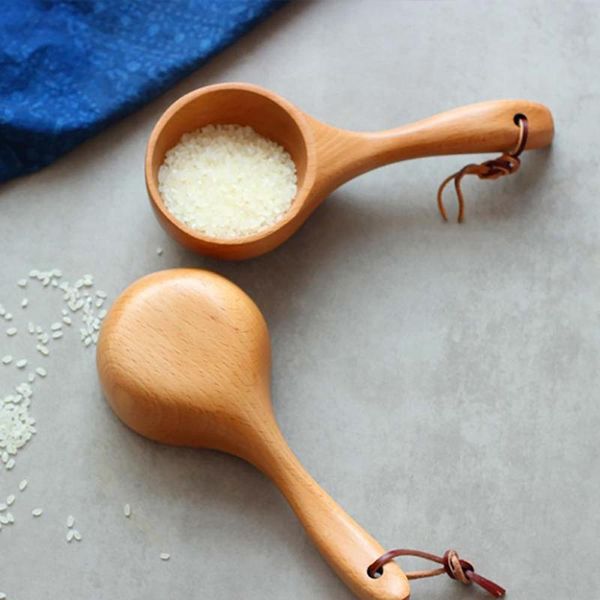 

spoons 1pc japanese style wooden spoon portable kitchen rice cereal soup teaspoon salt utensils