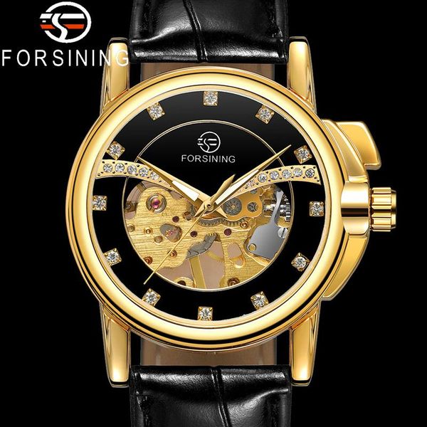 

wristwatches forsining women wristwatch classic female clock gold hand wind mechanical waterproof ladies watch 8131, Slivery;brown
