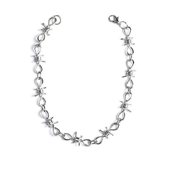 

chains punk gothic thorns metal barbed wire waist chain universal for men and women vintage style hip hop body jewelry, Silver