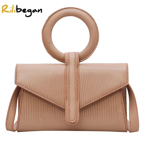 

women fashion circular handle serpentine leather pu crossbody tote concise handle bags