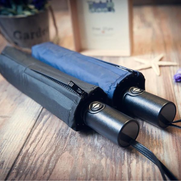 

umbrellas 10k fully automatic three folding sunny andy rainy umbrella bussiness man black coating sun