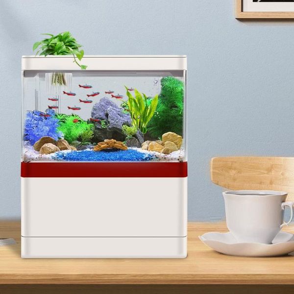 

aquariums acrylic led aquarium kit 1.5l deskmini fish tank with filtration & lighting hidden phone bracket usb charging