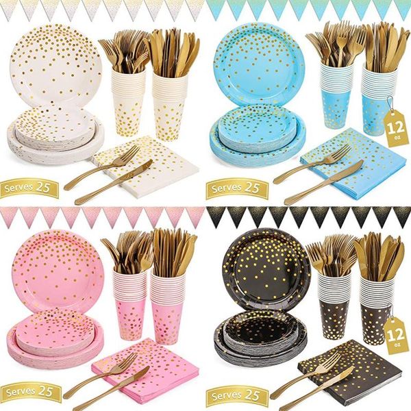 

disposable dinnerware l38a 150pcs set tableware party supplies 25 guests dinner plate
