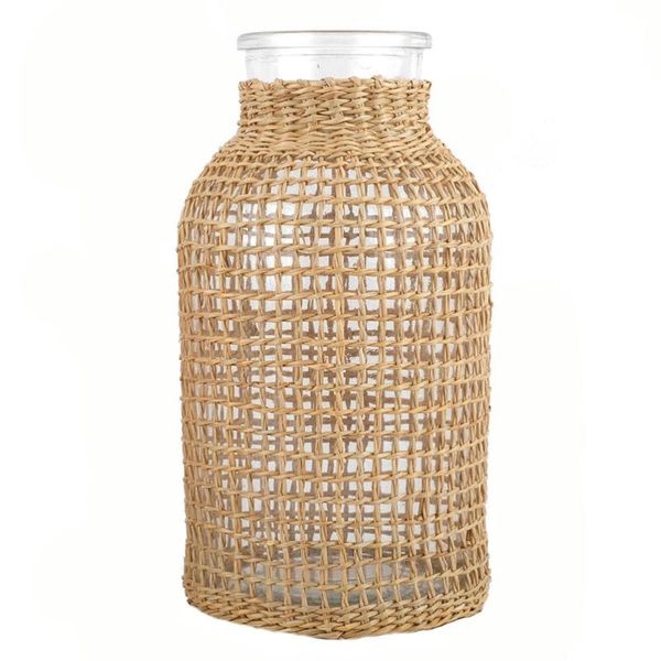 

vases 1pc japanese style glass vase flower arrangement container (light brown)