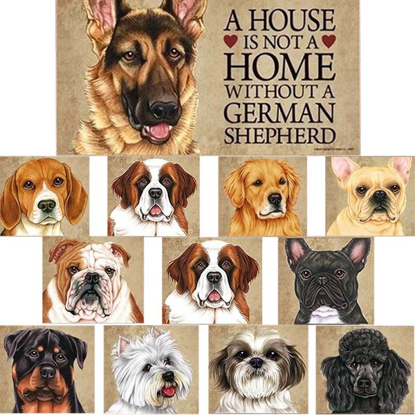 Rechteckige Holzdekoration Hängetafel Hund Haustier Dekor Türschild Plakette Wohnaccessoires Ornament 16 Stile zur Auswahl