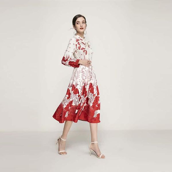 

casual dresses runway short sleeve amazing printed long dress women's 210304ul04, Black;gray