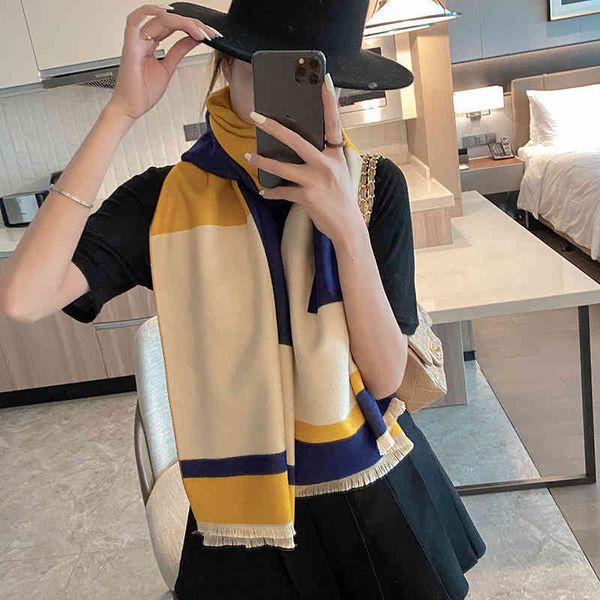 

scarf neckerchief scarves warm thickened female 2021 imitation cashmere color matching jacquard decoration air conditioning shawl short bear, Blue;gray